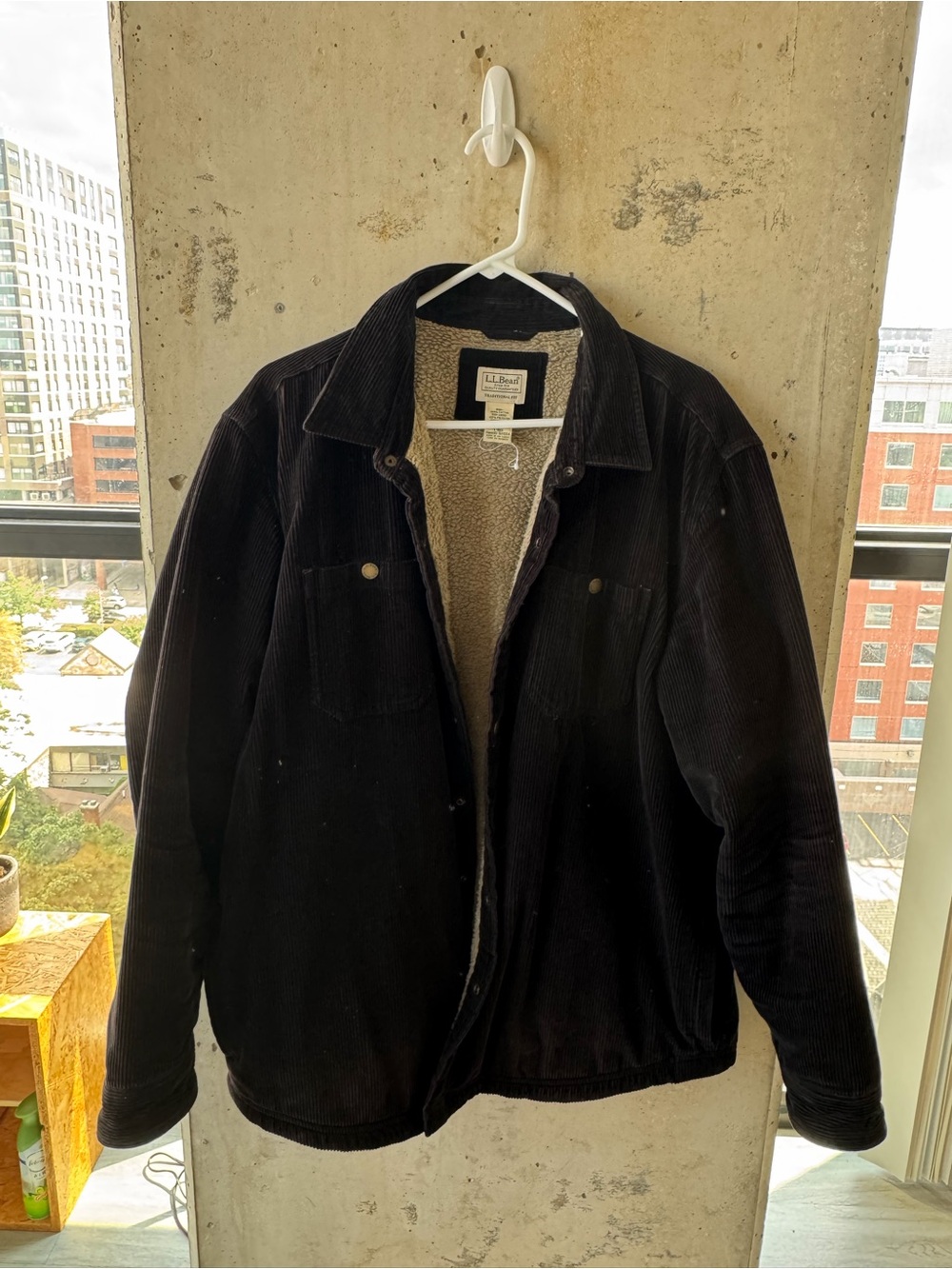 L.L. Bean Black Corduroy Sherpa-Lined Jacket